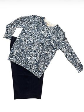 Boden Blue Paisley Linen Cotton Crewneck Sweater Size S NWT